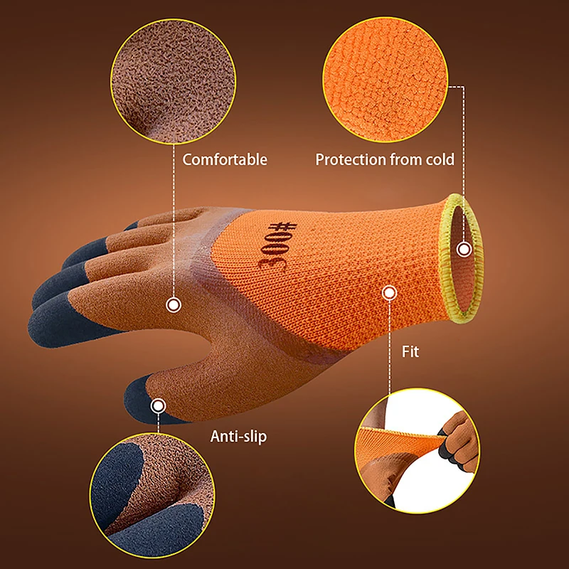 Anti-slip Velveted Tire Rubber Gloves, Perfect for Winter Construction Labor