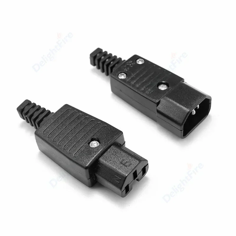 IEC320 C13 C14 Electrical Socket Female Male Straight Inlet Cable Plug Connector 3 Pin Rewireable Power Socket Mount Outlet