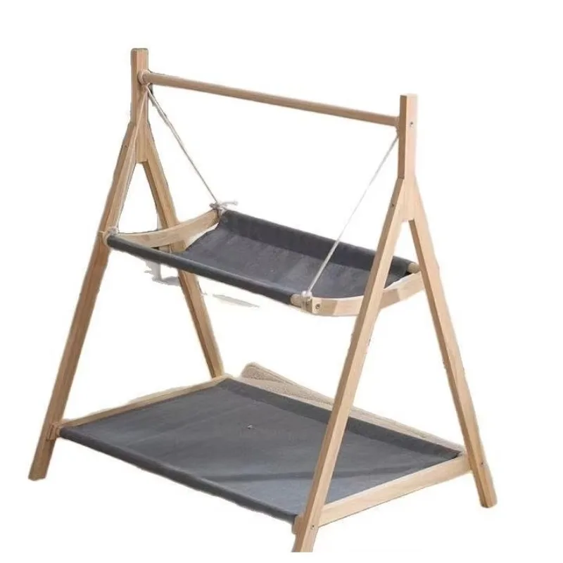 

Outdoor Colorblock Hammock 2-in-1 Wooden Hanging Bed & Portable Washable Swing for All Seasons 20kg Weight Capacity