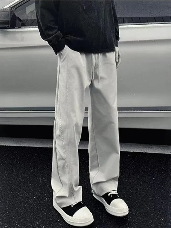 

mat Casual Pants for Men Autumn Winter Loose Straight Leg Wide Leg Pants Couples Slimming Effect Faionable And Versa...