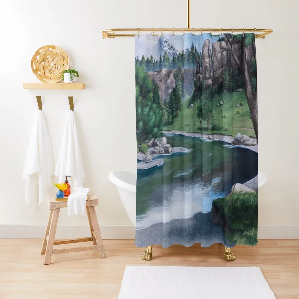 

Horseshoe Overlook Shower Curtain Elegant Bathroom Bathroom Decor Washable Waterproof Fabric Shower Anime Bathroom Curtain