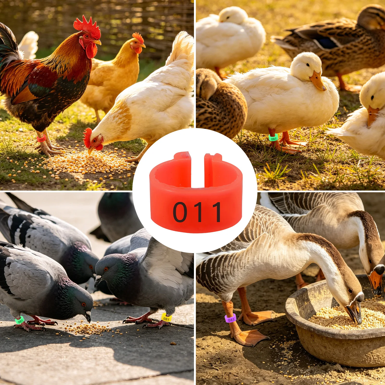 100 Stück Hühnerbeinringe Bunte Kunststoff-Fußringe zur Vogelidentifikation Nummerierte Geflügel-Beinmarkierungen für Enten und Gänse – Detail 7
