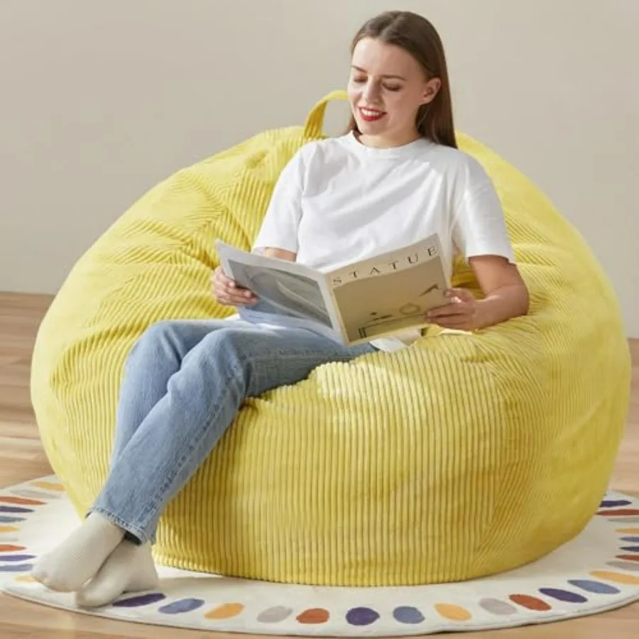

3.5FT Large Teardrop Bean Bag Chair for Adult with Yellow Color and Removable Cover Filler Included Ideal for Bedroom and Livin