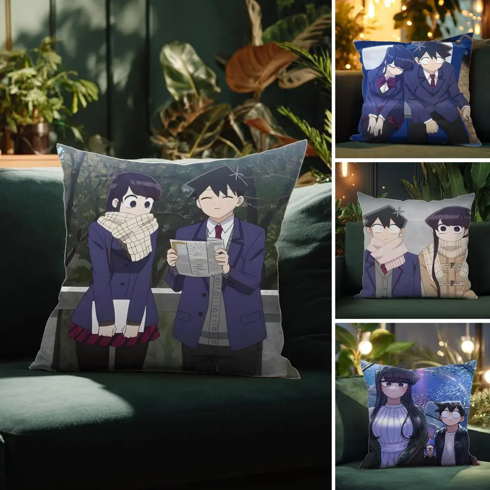 K-Komi Cant Communicate Anime Cartoon Pillow Case Pattern Printed Pillowcase for Living Room Sofa Cushion Cover & Bedroom Decor
