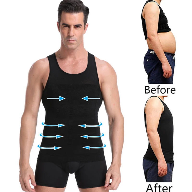 Men\'s Shapewear Corset Vest Shirt Compression Abdomen Tummy Belly Control Slim Waist Cincher Underwear Slimming Body Sports Vest