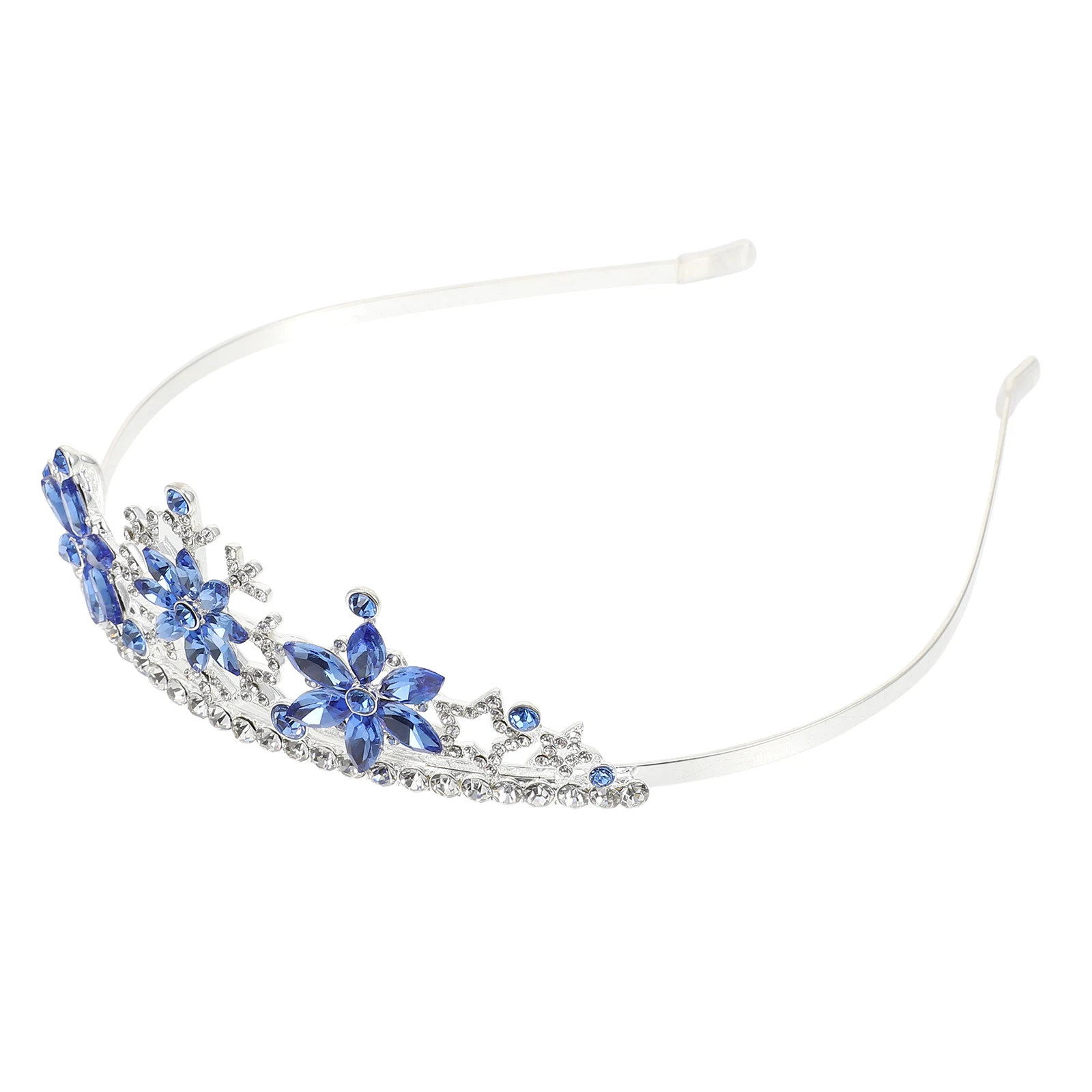 

Children Crown Headband Snowflake Rhinestones Alloy Blue Kids Party Hair Decor Delicate Headdress Props Cosplay Safe Material