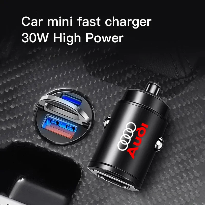 Fast Charging Car Charger Adapter Quick Charge USB Type C For Audi A1 A3 8P 8V A4 A5 A6 A7 A8 Q3 Q5 Q7 Q8 Sline TT