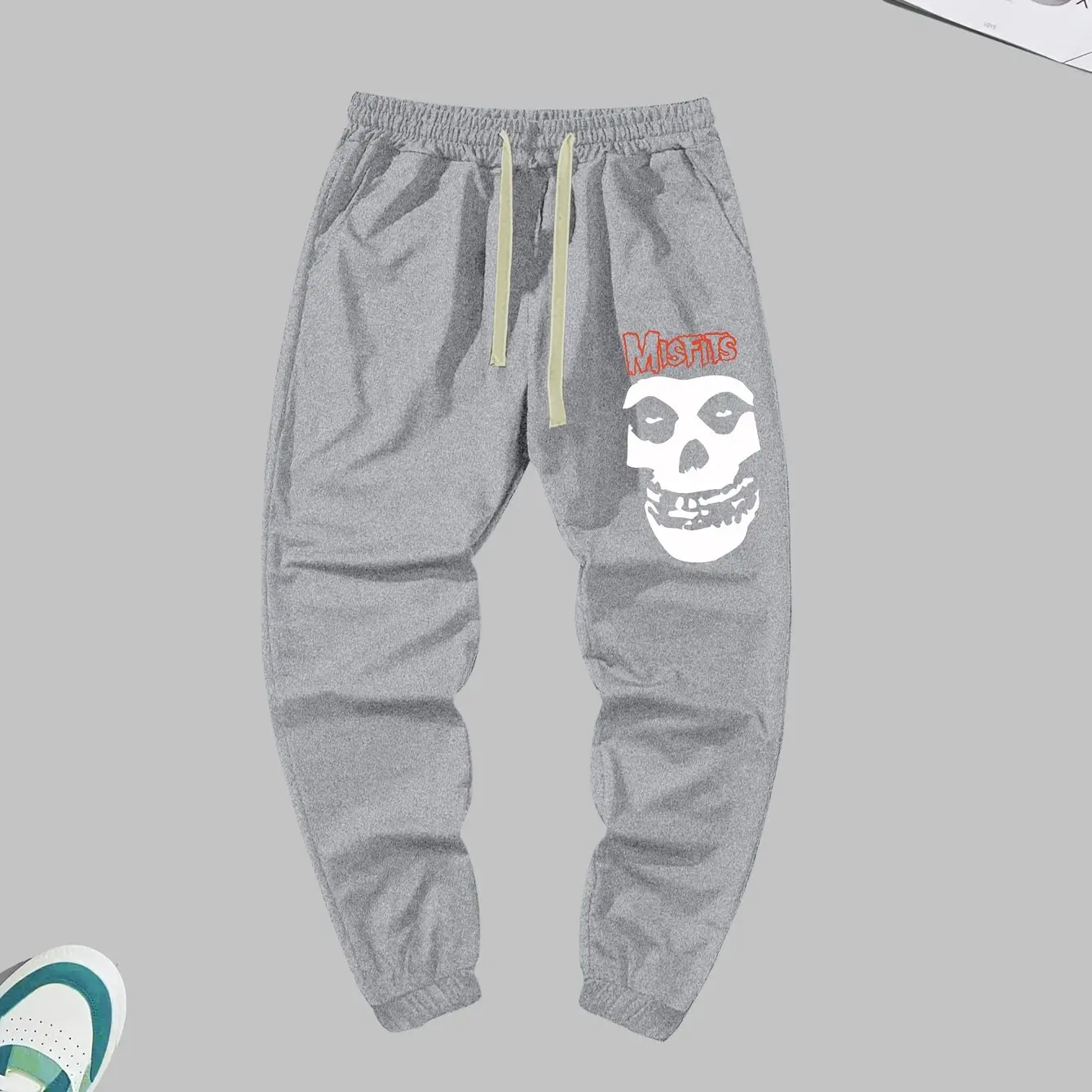 Halloween Skull Pattern Joggers, MISFITS Men\'s Women\'s Casual Stretch Waist Drawstring Sports Y2K Pants Sweatpants