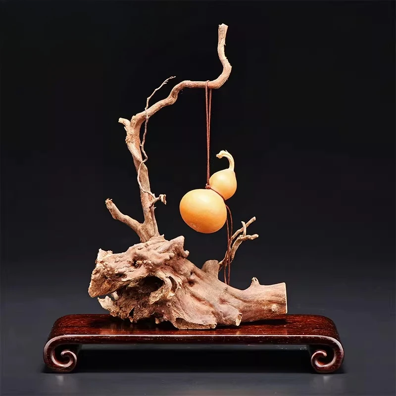 Ruyi pattern ornament base, rectangular mahogany handicraft stone bottom