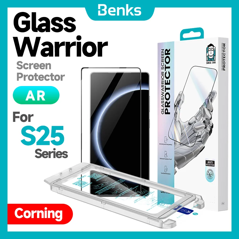 Benks Glass Warrior AR Screen Protector for Samsung S25Ultra S25U AR Enhanced HD Clean Anti-Glare Anti-reflection Tempered Glass