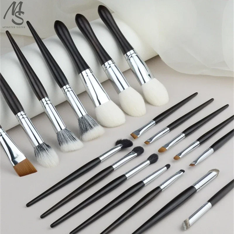 

Ebony Makeup Brushes 19pcs Makeup Brush Set Luxury Brush Goat Hair Powder Eyeshadow Foundation Concealer Blush Highlight