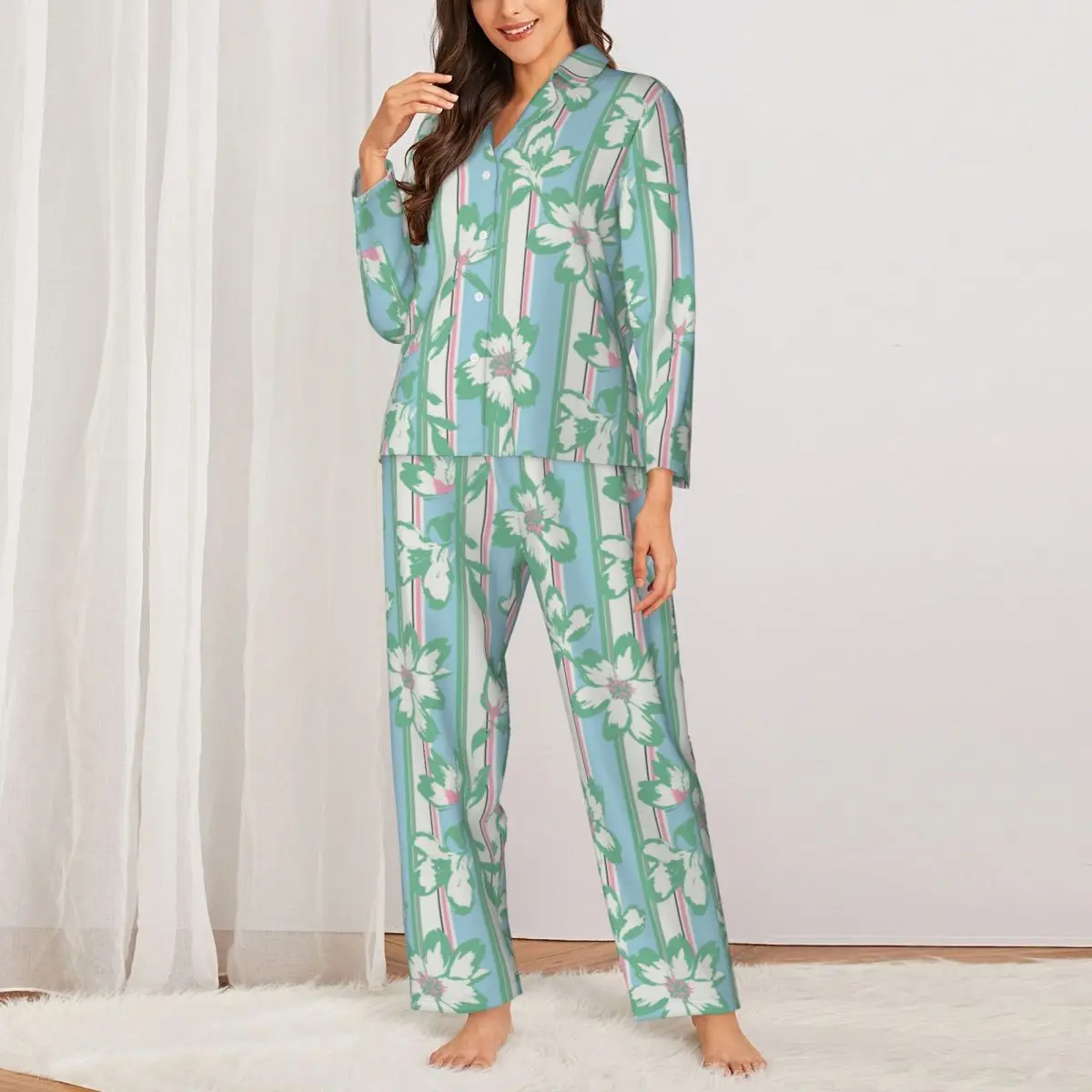 S699 New European and American women's casual home wear button print pajamas