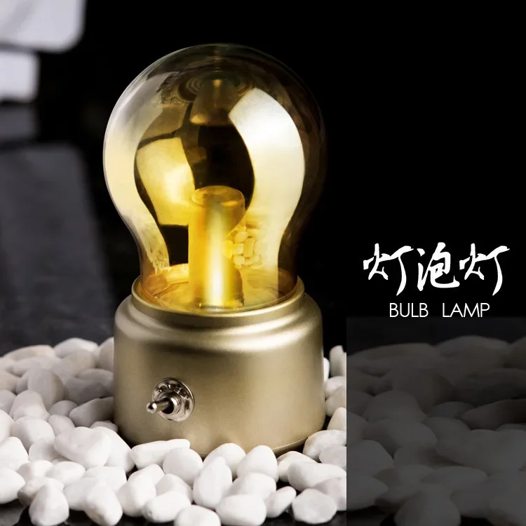 

Creative Retro Simple Bulb Night Light Bedroom Bedside Famous Hotel Cafe Props USB Charging Plug Radio Light