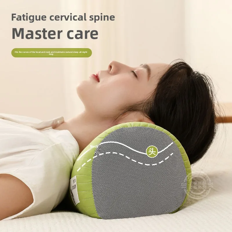 وسادة رقبة للحنطة السوداء لحماية الرقبة أثناء النوم مع تصحيح انحناء مستقيم، أسطوانة بذور كاسيا، وسادة قابلة للإزالة وقابلة للغسل #4