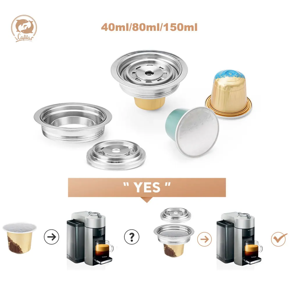 

For Vertuo GCA1 Coffee Adapter fit Nespresso Original Pod 40/ 80/150ML Vertuoline ENV135 Reusable Converts Barista Accessories