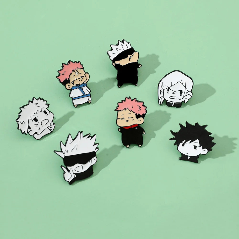 Anime Jujutsu Brooch Satoru Gojo Manga Enamel Kaisen Pins Metal Badge Fashion Jewelry Clothes Hat Backpack Accessory Gifts