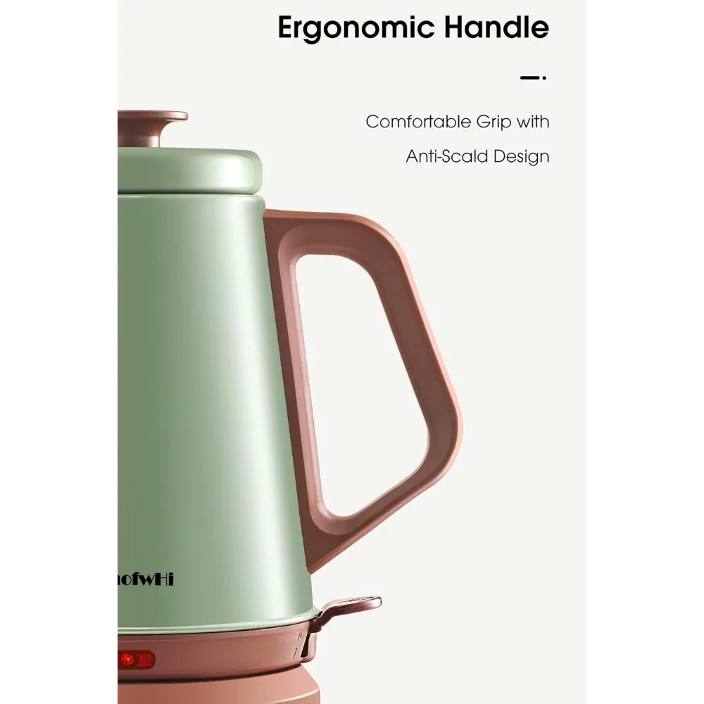 غلاية كهربائية معقوفة (1.0 لتر)، غلاية قهوة كلاسيكية خالية من مادة BPA مصنوعة من الفولاذ المقاوم للصدأ بنسبة 100% |   غلاية شاي - أخضر