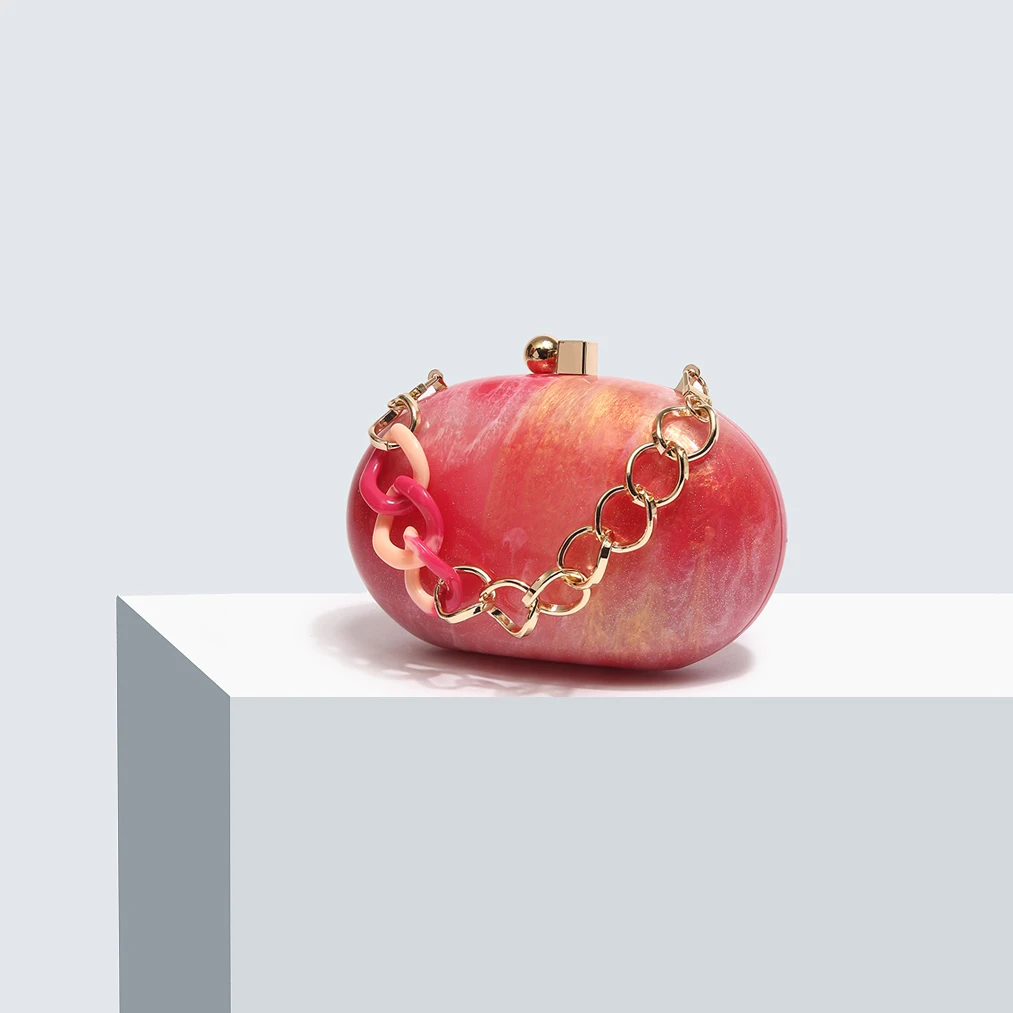 

Перламутровая кофейная овальная акриловая голова, модная акриловая вечерняя сумка через плечо в европейском и американском стиле