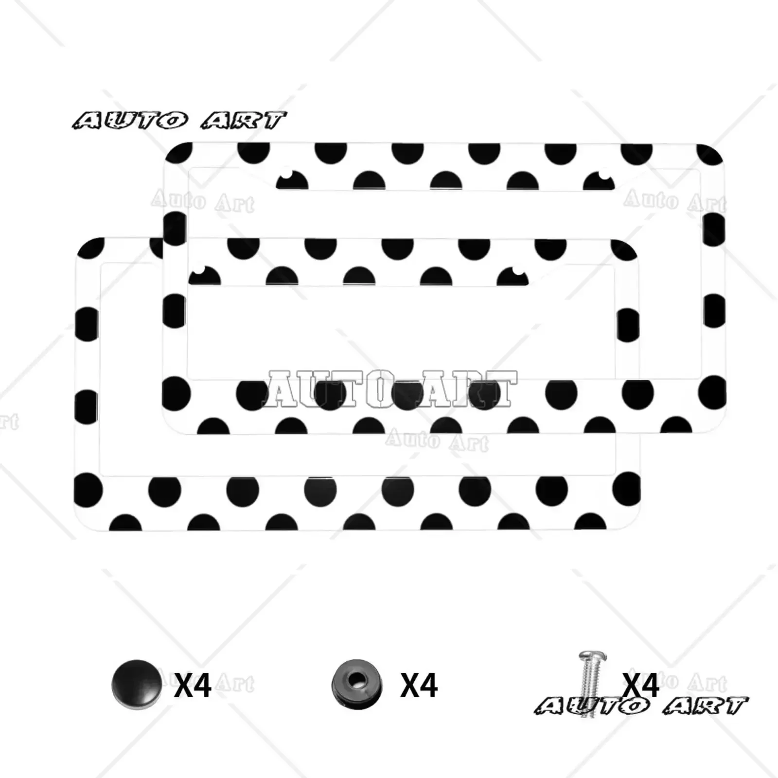 Black Spots Pattern Print Aluminum Car License Plate Cover Car Accessories Waterproof License Plate Cover Car