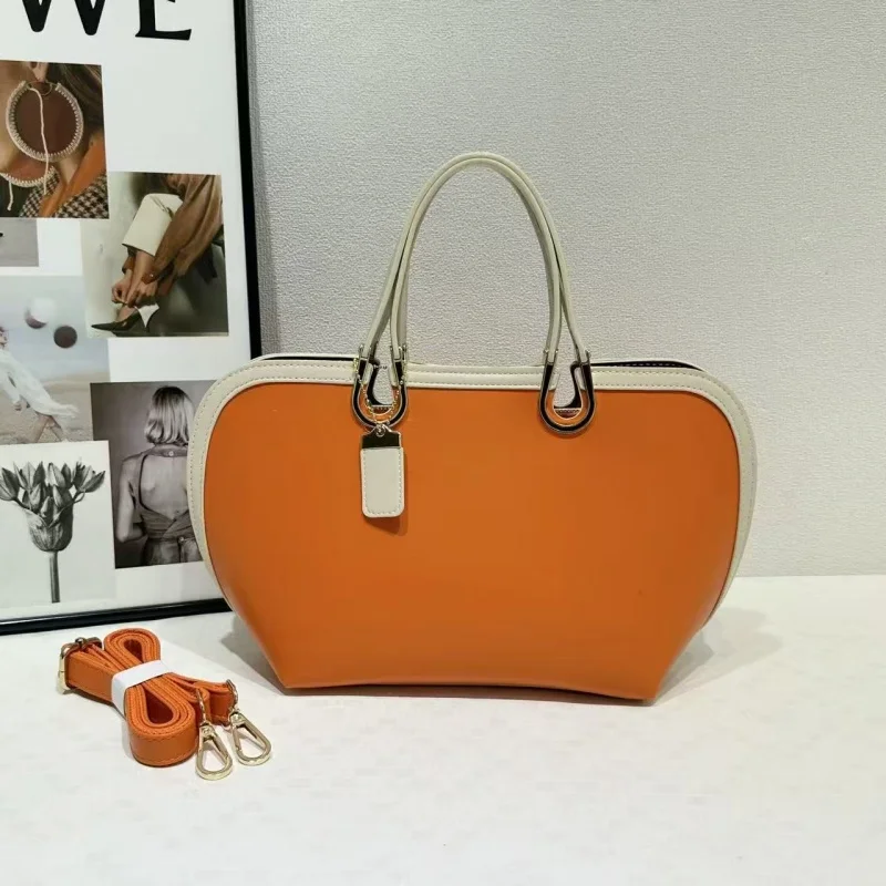 Fashion Trapezoidal Women's Handbag Casual Contrasting Color Design Tote Bag Versatile Single Shoulder Daily Work Commuting Bag