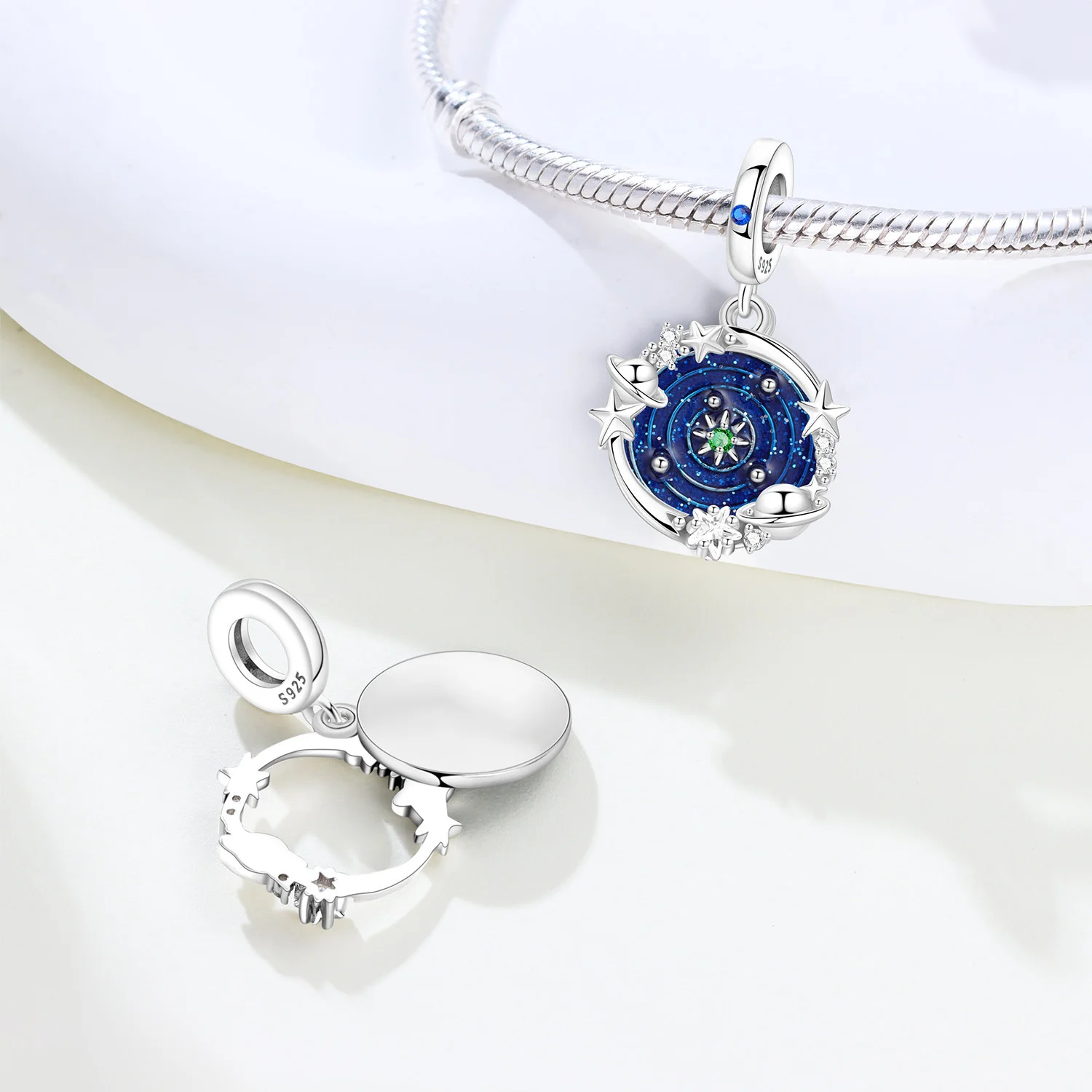 PANPOKI 925 فضة حالمة الكون ستار المعلقات الأصلية سوار حُليات المجوهرات الخرز الحفلات لتقوم بها بنفسك الهدايا العصرية