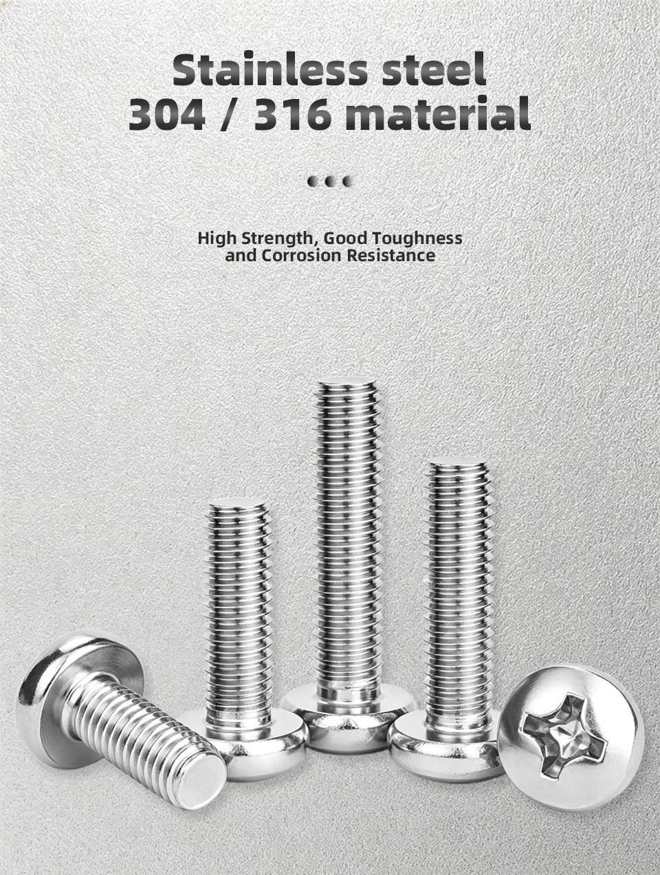 GB818 Kreuzschlitz-Flachkopf-Maschinenschrauben M2 M2.5 M3 M4 M5 M6 M8 304 & 316 Edelstahl Kreuzschlitz-Rundkopfschrauben – Detail 8