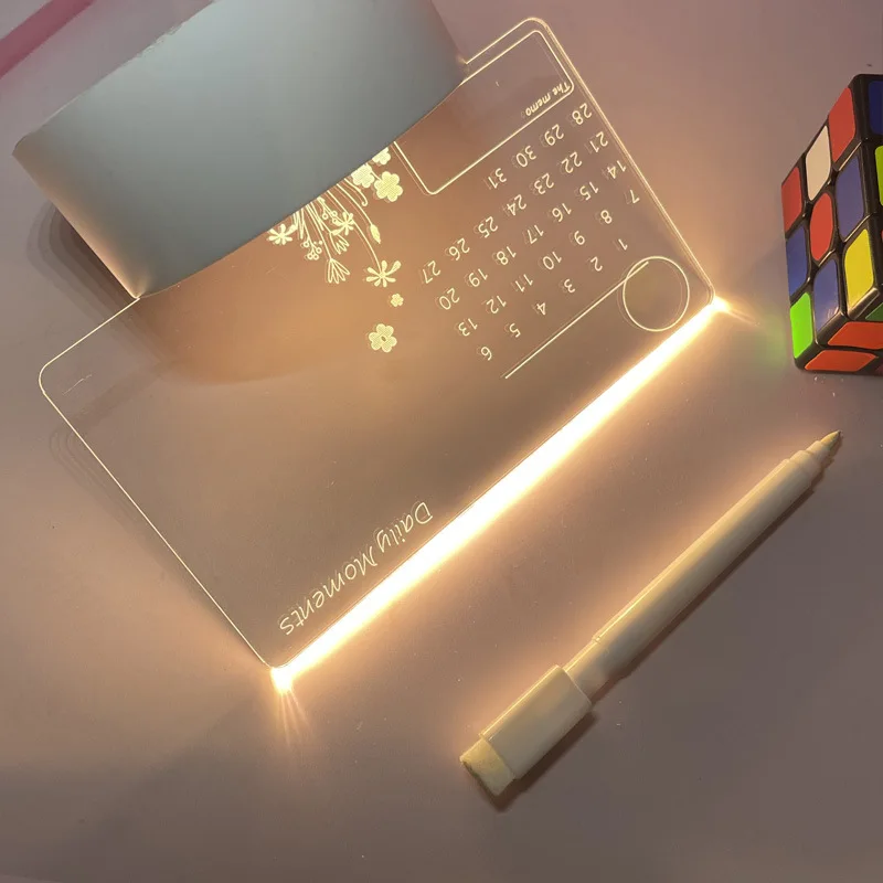 Tablero de notas con luz nocturna Led creativa, tablero de mensajes USB, luz de vacaciones con bolígrafo, regalo para niños, lámpara de noche para novia