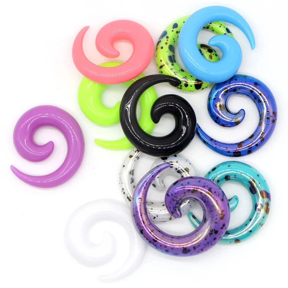 1Pc Goth akrylowe kolczyki spiralne stożkowe Flesh tunelowe kolczyki do uszu Piercing nosze Expander rozciąganie wtyczka biżuteria do ciała
