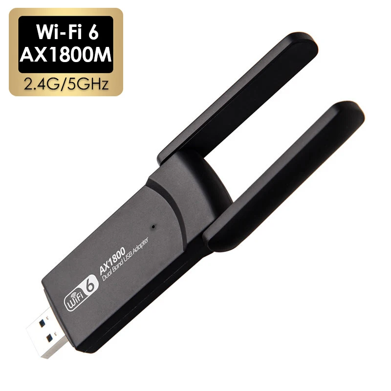 

AX1800M USB3.0 Wi-Fi6 Network Card Dongle 2.4G/5GHz 1800Mbps External USB Antenna Wireless LAN Ethernet Adapter for Desktop PC
