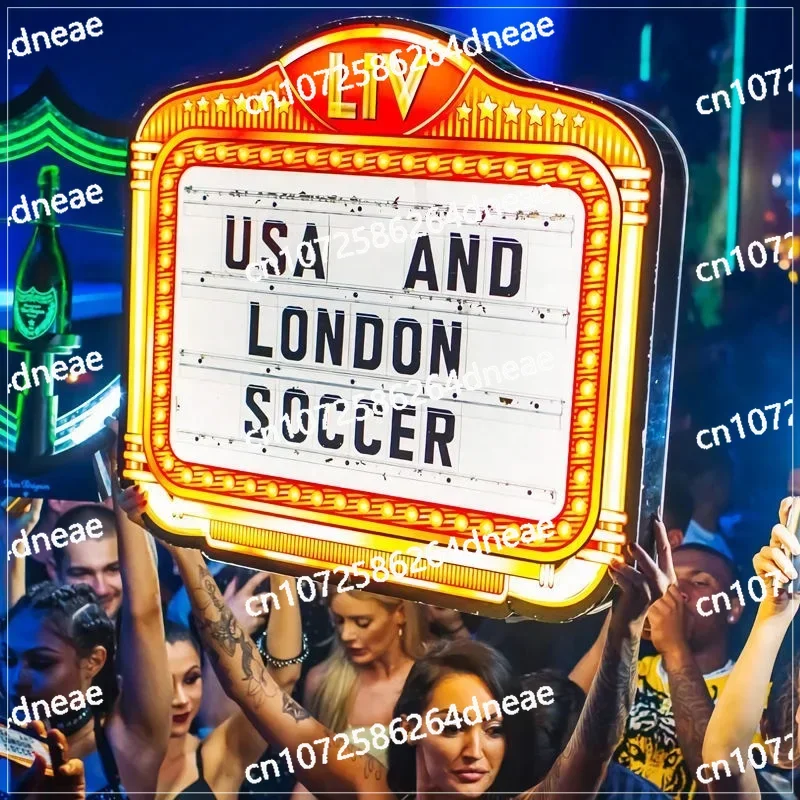 

Customized Letters Happy Birthday LED Marquee Message Sign Board VIP Service Champagne Bottle Presenter Neon Glorifier