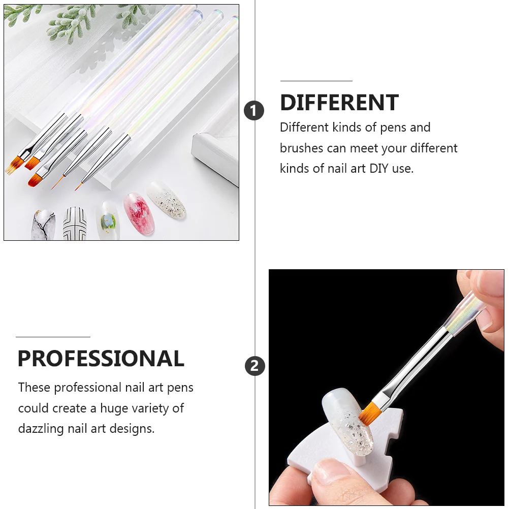 5 個ネイルアートペンセットプレミアムファイバーアクリル DIY マニキュア描画ツールプロフェッショナルサロン家庭用ネイルアートペン