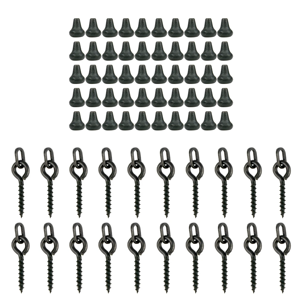 Hirisi 70 Stück Karpfenangeln Zubehör Angelhaken Köder Schraubenstopper Gummiperle für Ronnie Spinner Rig Boilies Stoppen