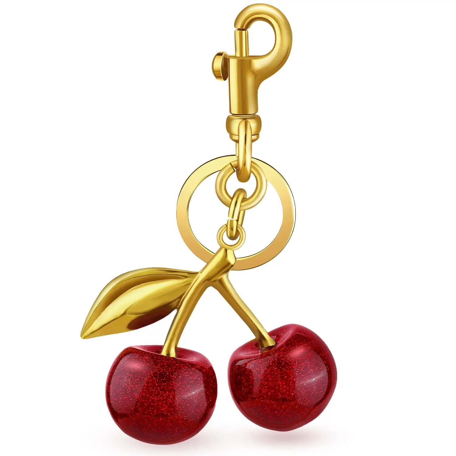 HOLIN Cherry Bag Charms Cute Key Chains Cherry Purse Charms for Handbags Metal Cherry Keychain Purse Gifts for Women