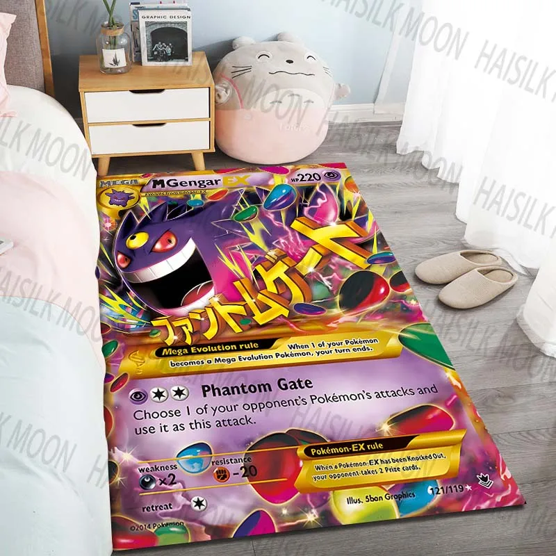 15 Sizes Gengar Pokémon Cards Pattern Carpets for Living Room Bedroom Sofa Floor Mat  Anti-slip Rugs Kid's Room Play Mat Gifts