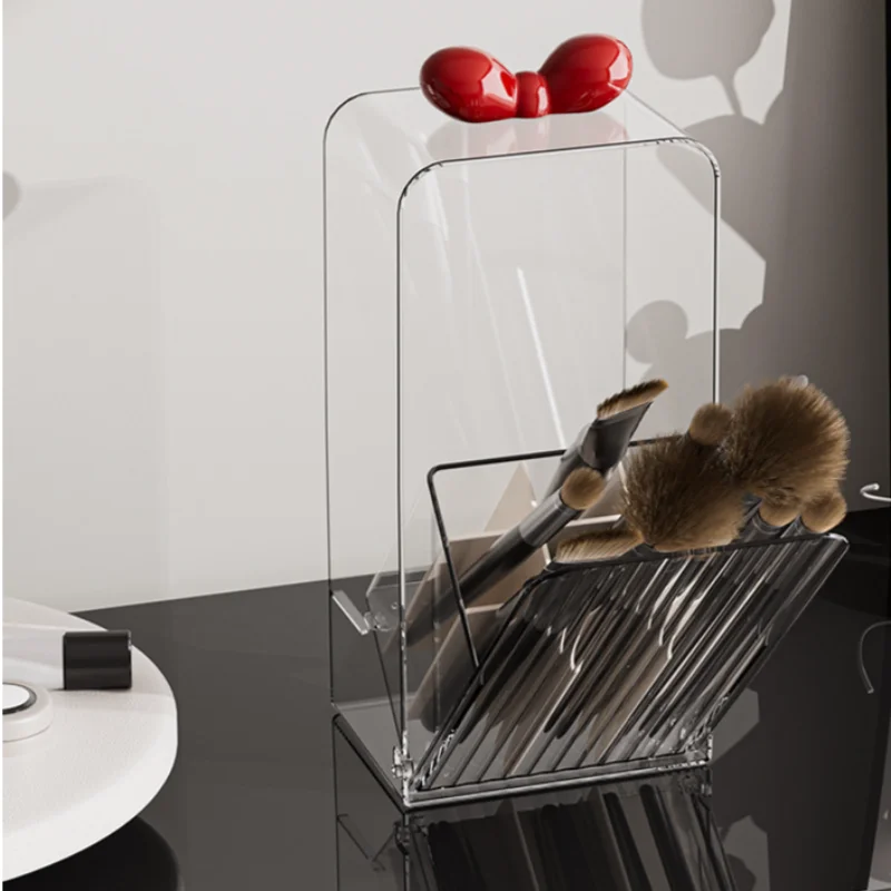 Desktop Makeup Brush Storage Rack, Flip-top Eyebrow Pencil, Eyeshadow Brush, Shelf, Lipstick, Lip Glaze, Grid Storage Box