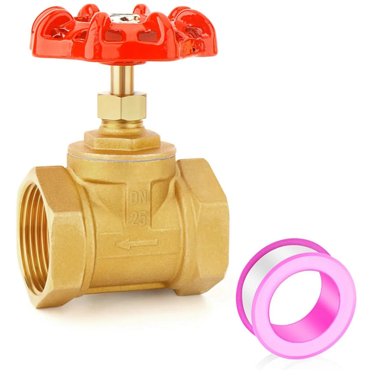 1PCS Brass Industrial Gate Valve, DN25 1Inch NPT Female with Wheel Handle, Heavy Duty Gate Valve Tool for Water,Oil,