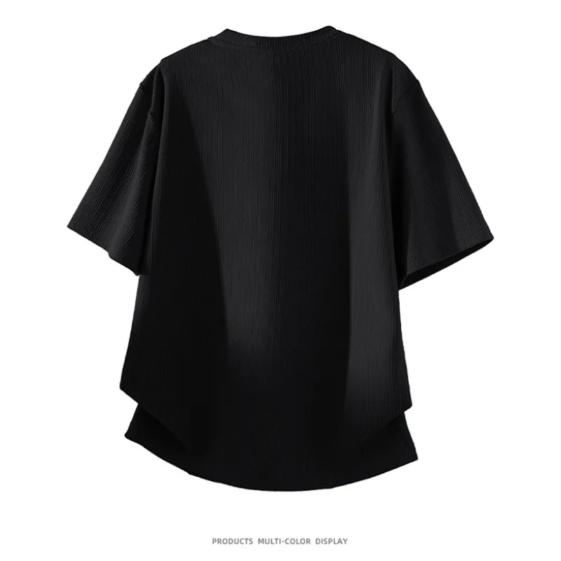 T Shirt for Man Summer New Embroidery Texture Breathable Round Neck Short Sleeve T-shirt