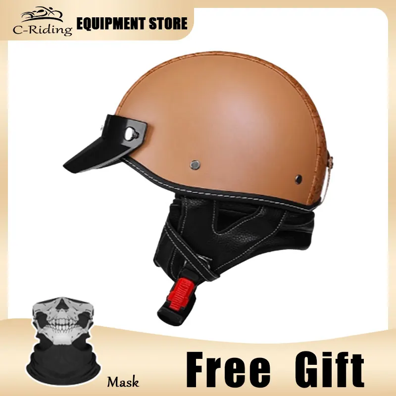 

Exclusive Half Helmet Leather Gift for Her Premium Leather Comfort-Fit Design DOT Certified Best Anniversary/Valentine's Gift