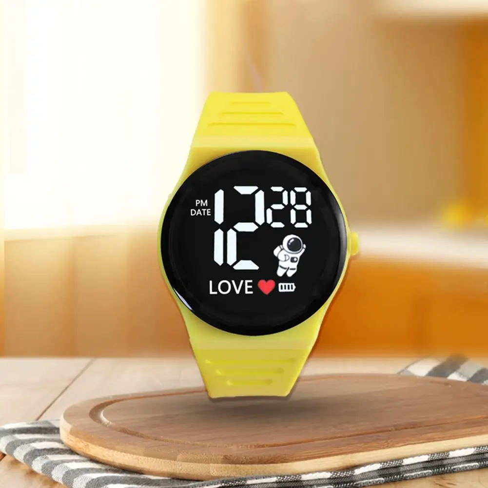 LED Electronic Watch Round Silicone Strap Men Women Girls Boys Casual Sports Digital Wristwatch Birthday Gift