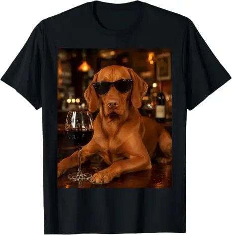 Vizsla trinkt Wein Sonnenbrille Lustiges Hunde-Meme T-Shirt Y2k Bar-Kunst Vizsla trinkt Wein Hund Grafik Ästhetische Kleidung Grafik – Detail 15