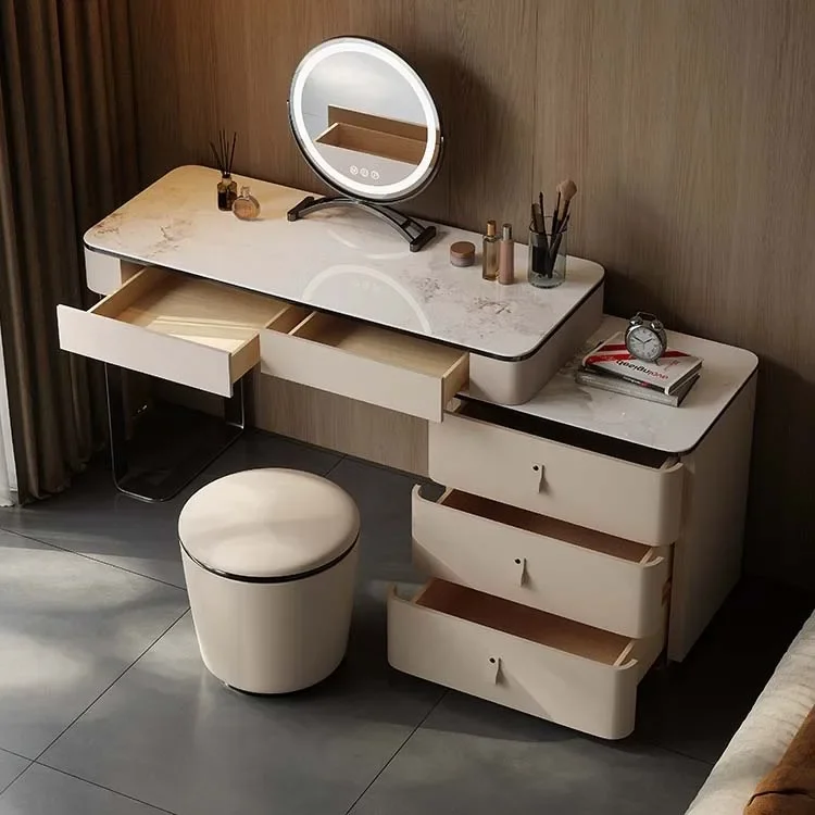 

l # Nordic New Design Modern Luxurious Bedroom Solid Wooden Vanity Dressing Table Italian Furniture Dressing Table With Mirror