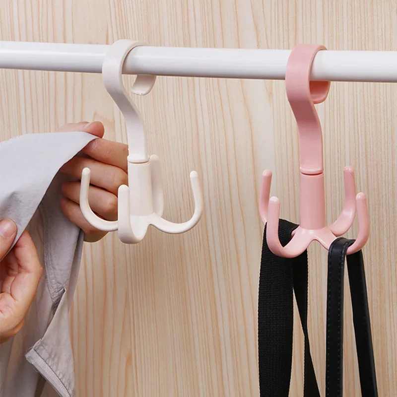 1/2/4Pcs 306° Rotating Hanger Hooks Space Saving Wardrobe Organizer Clothes Rack Bag Shoes Scarf Hanger Closet Hanging Holder