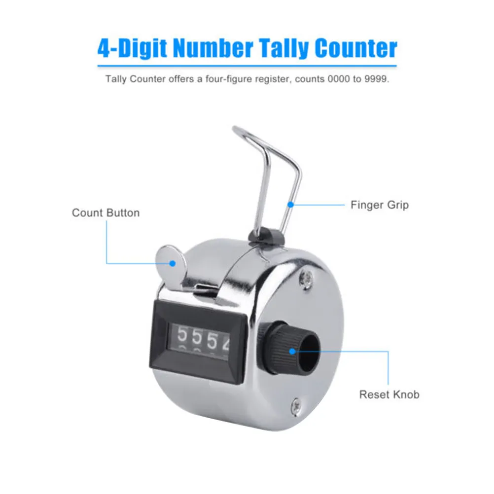 Mini Hand Tally Counter Metal 4 Digit Counting Device Portable Number Suitable for Sports Punch Imprinter - view 2