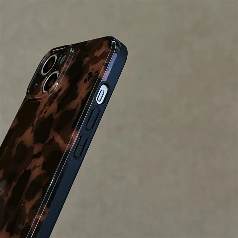 Retro Tortoiseshell print silicone case for iphone 16 17 16pro 15 14 17pro 13 pro max 12 11 protective cover Iphone 14 fundas