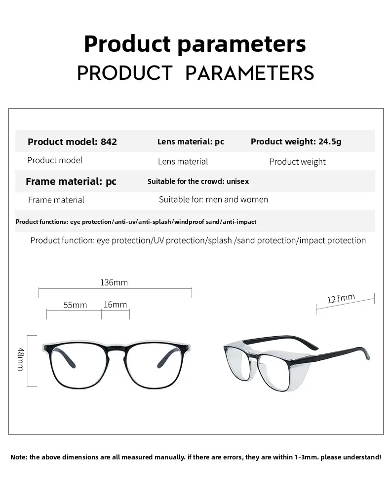 Anti-Blaulicht-Brille, Anti-Beschlag-Pollenbrille, Rahmen kann mit Kurzsichtigen-Reitbrillen kombiniert werden, stoßfeste Sandsturm-Spritzschutzbrille – Detail 10