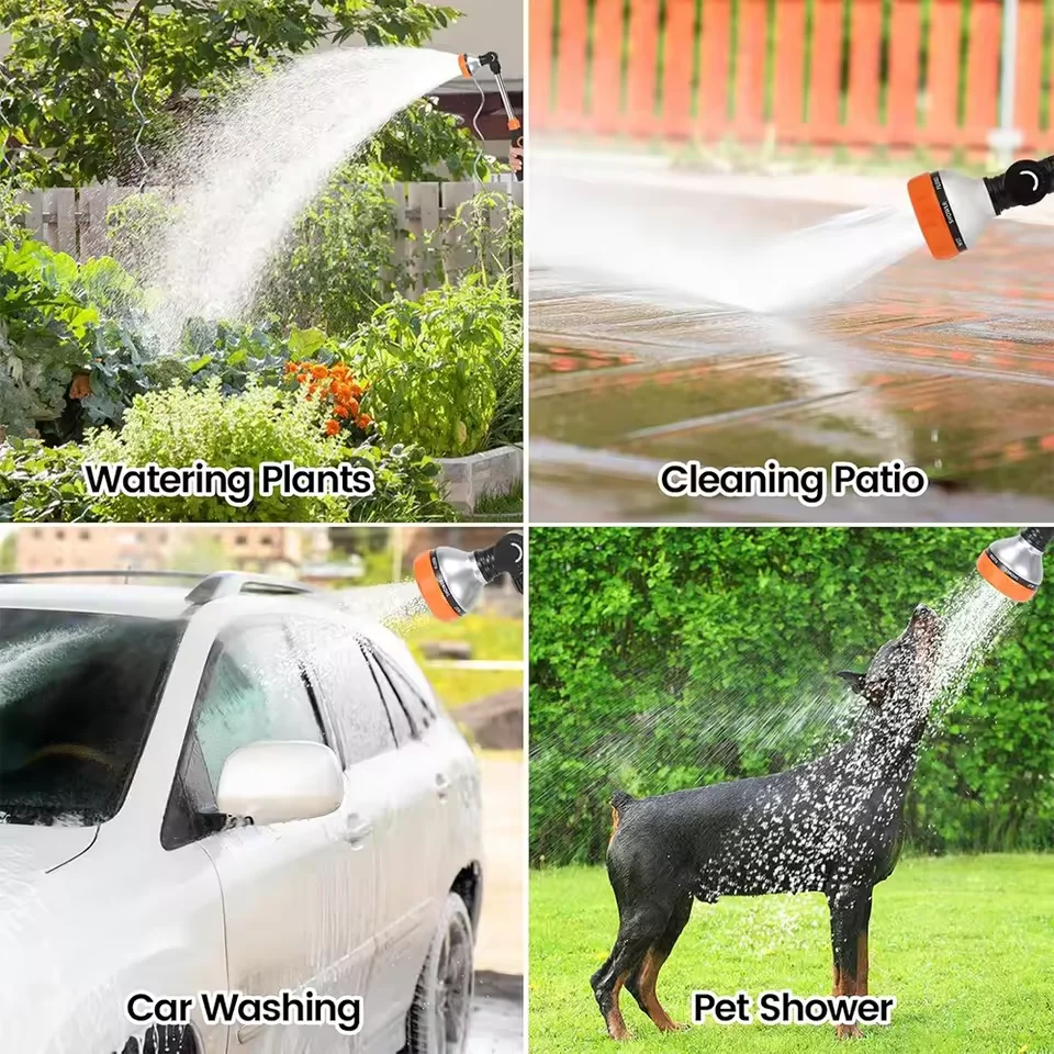 Car Wash Garden Sprayer Anti Slip ABS TPR Multifunctional 8 Patterns Powerful Hose Nozzle for Auto Cleaning & Agriculture gallery 4
