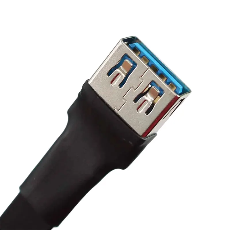 ADT-Link USB 2.0 Type A to Micro B OTG Male to Female Flat Cable Double Bend Extension Adapter 480M/bps Connector Line