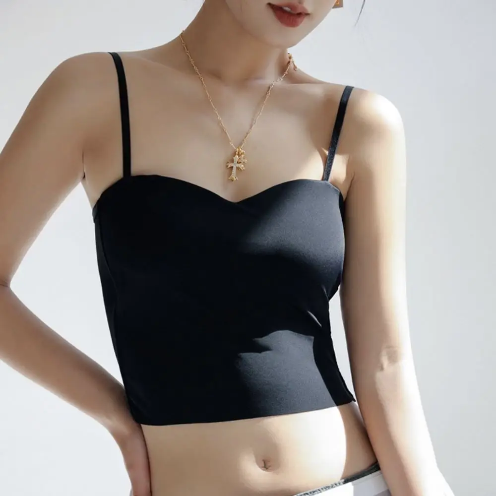 

Thin Section Double Straps Solid Color Suspenders Hot Girls Inside Sports Vest Sexy Outer Wear Bottoming Slim Women