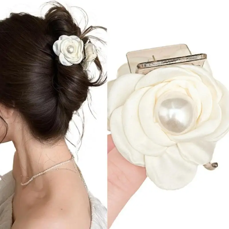 여성 소녀용 장미꽃 헤어 클립 우아한 꽃무늬 헤어 액세서리 달콤한 뒷머리 핀 패션 헤어 장식