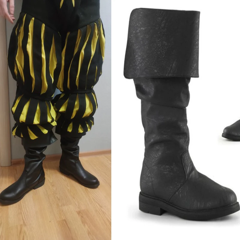 Medieval Pirate Men's Boots Viking Rapp Nordic Boots Renaissance Retro Steampunk Gothic Shoes Robin Clothing Leather Haddock